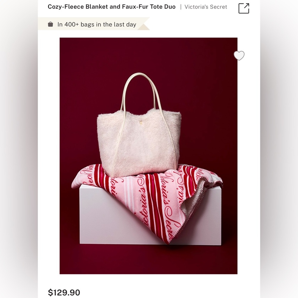 Victoria's Secret Soft White Tote & Blanket 50x60